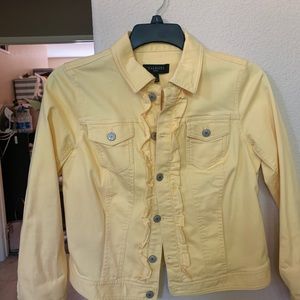 Talbots Yellow Denim Jacket Medium Petite